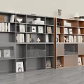Modern Dual Color Floor Standing Bookshelf With Books Decorations And Built In Warm Ambient Lights