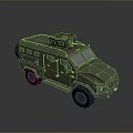 Military Green Armored Tank With Roof Hatch Windows And Large Wheels