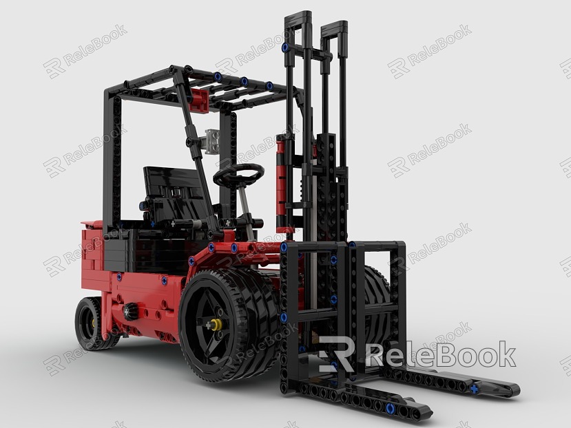 Lego toy forklift lifting machine model