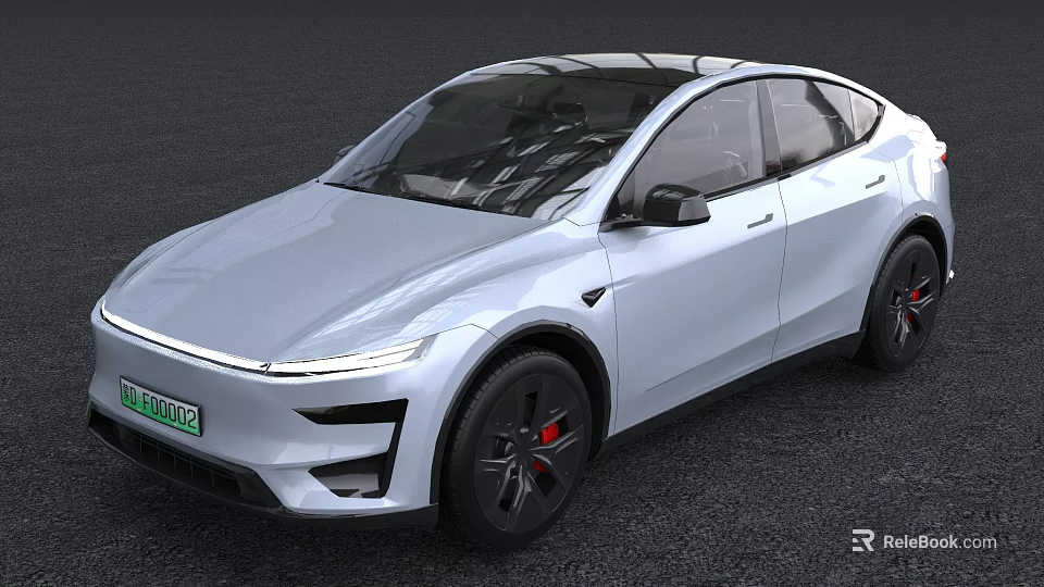 White Electric Car With Sleek Modern Exterior And Black Alloy Wheels 3d model 