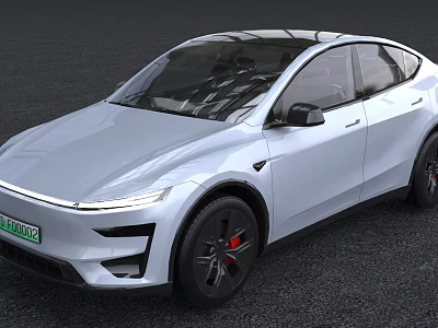 White Electric Car With Sleek Modern Exterior And Black Alloy Wheels 3d model