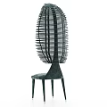 Elegant Modern Single Chair With Woven Backrest And Upholstered Seat Design
