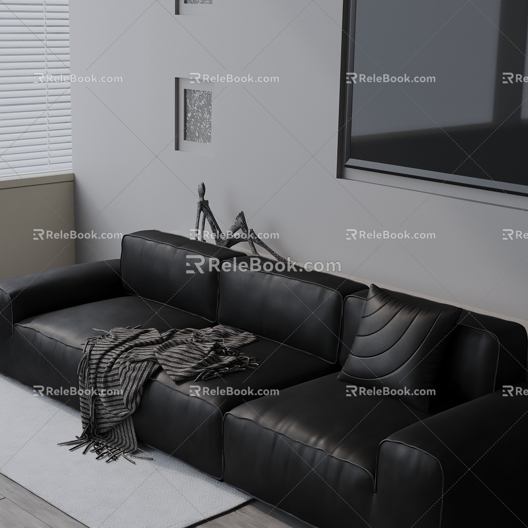 Modern three-seat sofa 3d model