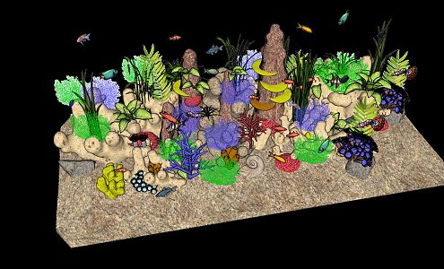 modern coral submarine plants marine life ornamental fish 3d model