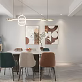 Modern Dining and Living Room Interior With Dining Table Chairs Pendant Lights and Plants