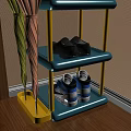 Space Saving Multi Tier Shoe Cabinet With Umbrella Hooks Organizing Shoes In Entryway