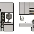 Modern Bathroom Cabinet with Washer Mirror Towels and Sink Storage Design