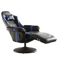 Ergonomic Black and Blue Leather Gaming Office Chair with Adjustable Recline and Comfortable Design