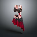 Fashionable Women Dress With Black Lace Details And Red Black Asymmetrical Hem