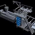 Long Automated Industrial Production Line Equipment With Conveyor Belt Storage Tank And Robotic Arm