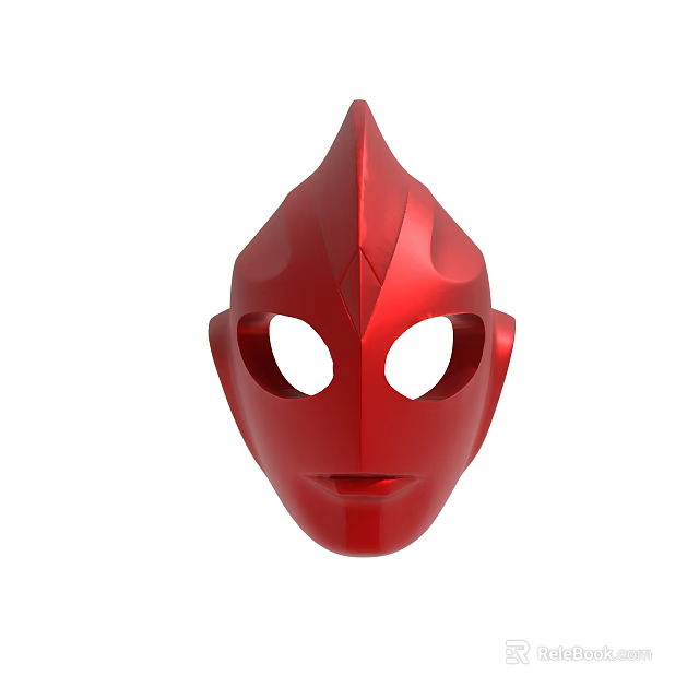 Red Character Mask With Pointed Top And Eye Openings Design 3d model 