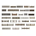Various Styles of Wooden Fences Arranged on White Wall for Interior Decorative