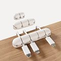 Phone Cable Organizer For Desktop Managing White Charging Cords And Wires