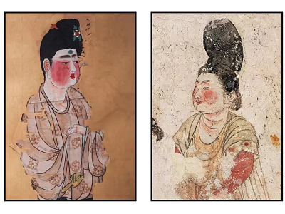 Ancient Chinese Figure Paintings Of Court Ladies In Traditional Attire With Intricate Hairstyles 3d model