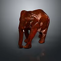 Brown Handcrafted Wooden Elephant Sculpture With Detailed Carving As Decorative Art Piece