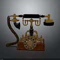 Vintage Electronic Telephone With Golden Accents Black Handset And Rotary Dial