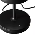 Modern Minimalist Black Table Lamp With Domed Shade Slim Pole And Round Base