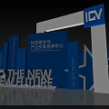 Blue Background Wall With ICV Logo For Technology Revolution Industry Summit Innovation Future Star Decorations 3d model