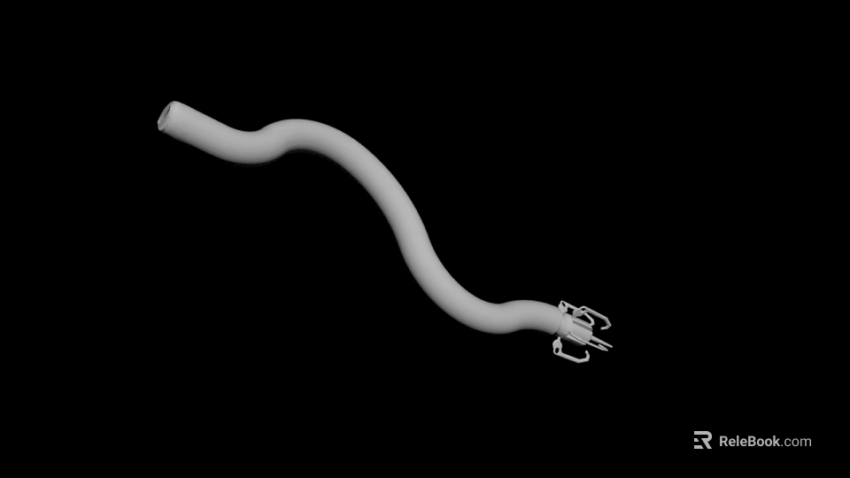 White Curved Tube With Metal Clips At The End For Multiple Applications 3d model 