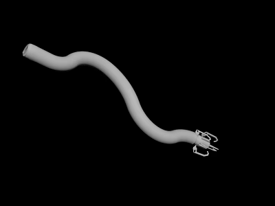 White Curved Tube With Metal Clips At The End For Multiple Applications 3d model