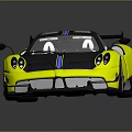 Yellow And Black Open Top Sports Car With Rear Spoiler And Streamlined Body