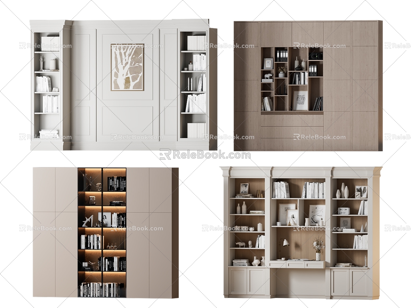 Simple Bookcase Simple European Bookcase Background Wall French Bookcase Wall Antique Bookcase Wall 3d model