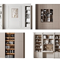 Simple Bookcase Simple European Bookcase Background Wall French Bookcase Wall Antique Bookcase Wall 3d model