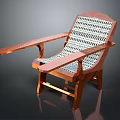 Modern Wooden Leisure Chair With Grid Patterned Backrest And Armrests Design