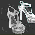 Black High Heel Sandals With Platform Sole And Crisscross Straps Design
