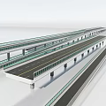 Multi Level Elevated Highway Infrastructure With Lanes Guardrails And Support Columns 3d model