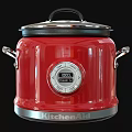 Modern Red Slow Cooker Featuring Digital Display Keep Warm Function And Ergonomic Handles 3d model