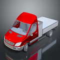 Red Commercial Truck 3D Rendering With Cab And Flatbed Body Design 3d model