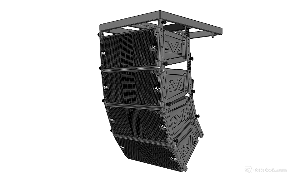 Stacked Black Professional Audio Speaker System With Multiple Units For Live Stage Performances 3d model 