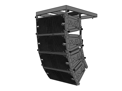 Stacked Black Professional Audio Speaker System With Multiple Units For Live Stage Performances 3d model