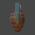 Military Hand Grenade Weapon Design With Green Fuse And Brown Textured Body