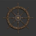 Vintage Wooden Ship Wheel As Key Component Of Traditional Water Transport Vessels