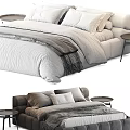 Modern Double Bed Interior Design With Gray Upholstered Frame White Bedding Nightstands And Blanket