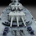 Battleship Deck Featuring Large Main Cannons Barrels And Deck Equipment Details