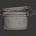 Silver Metal Canister With Clasp Lid And Red Rubber Seal On Dark Background
