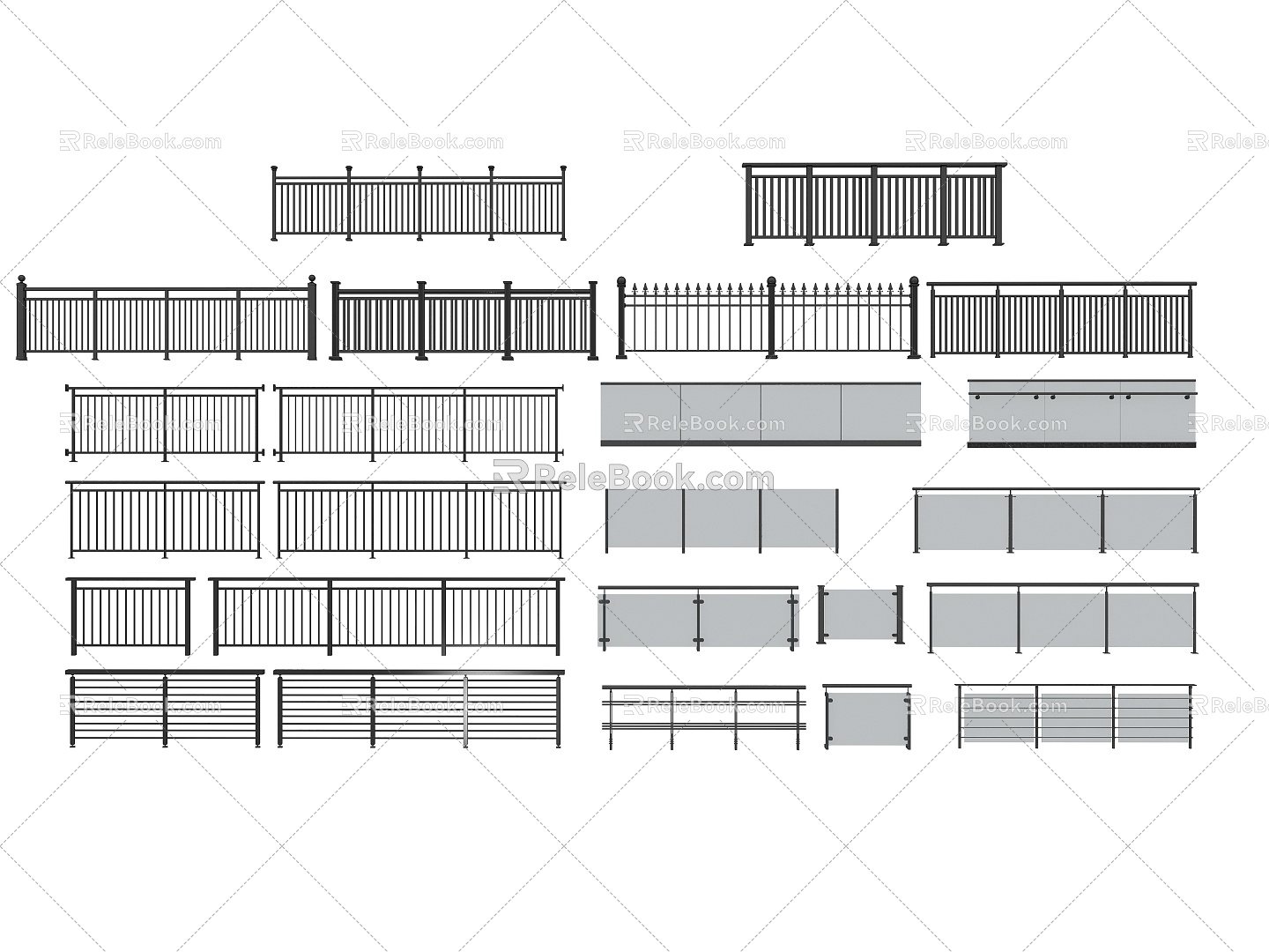 Modern Glass Railing Modern Iron Railing 3d model