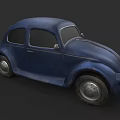 Blue Vintage Beetle Car With Rustic Exterior And Classic Retro Design