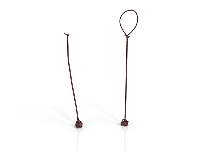 Pair of Brown Slender Decorative Objects With Base and Loop Top Design 3d model