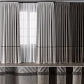 Gray Beige Textured Curtains With Sheer Panels For Elegant Window Decoration