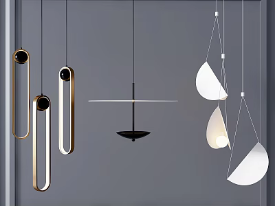 Modern Minimalist Pendant Lights With Sleek Metal And Curved Glass Designs 3d model