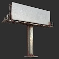 Large Blank Outdoor Billboard With Metal Support Pole And Industrial Structure Design