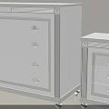 White Console Cabinet and Side Cabinet with Drawers Decorative Trim and Cabinet Legs