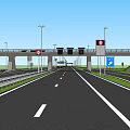 Highway Road Facilities with Overpass Traffic Lights Street Lights Road Signs and Lane Markings