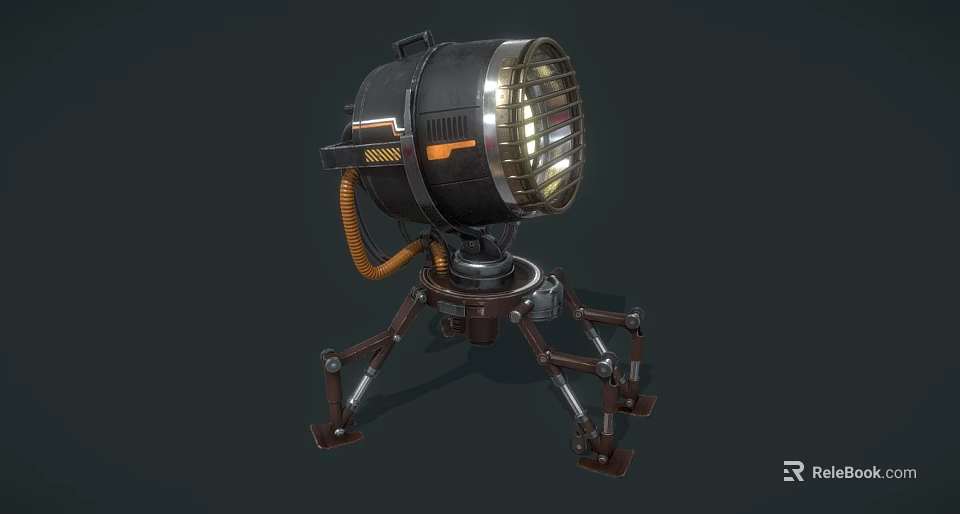 Modern Industrial Floor Lamp With Tripod Base And Metal Design Elements 3d model 