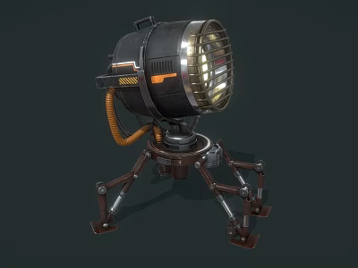 Modern Industrial Floor Lamp With Tripod Base And Metal Design Elements 3d model