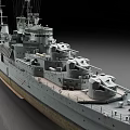 Detailed Large Warship Model With Turrets And Structure 3d model